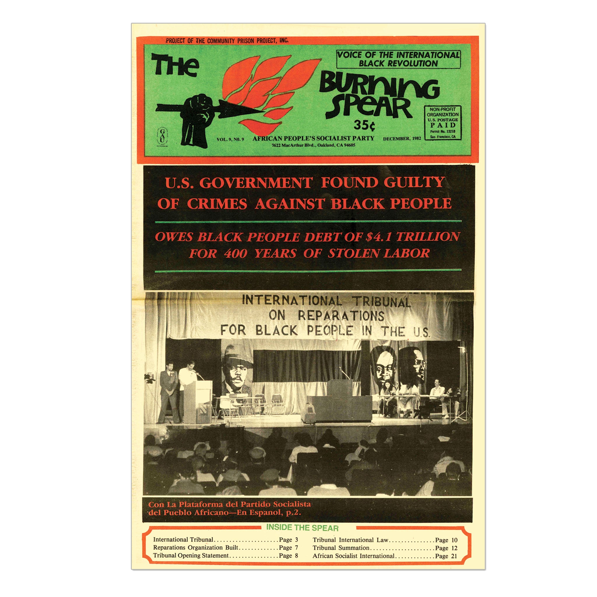 1982 Reparations Tribunal Spear Cover Poster – Burning Spear Media